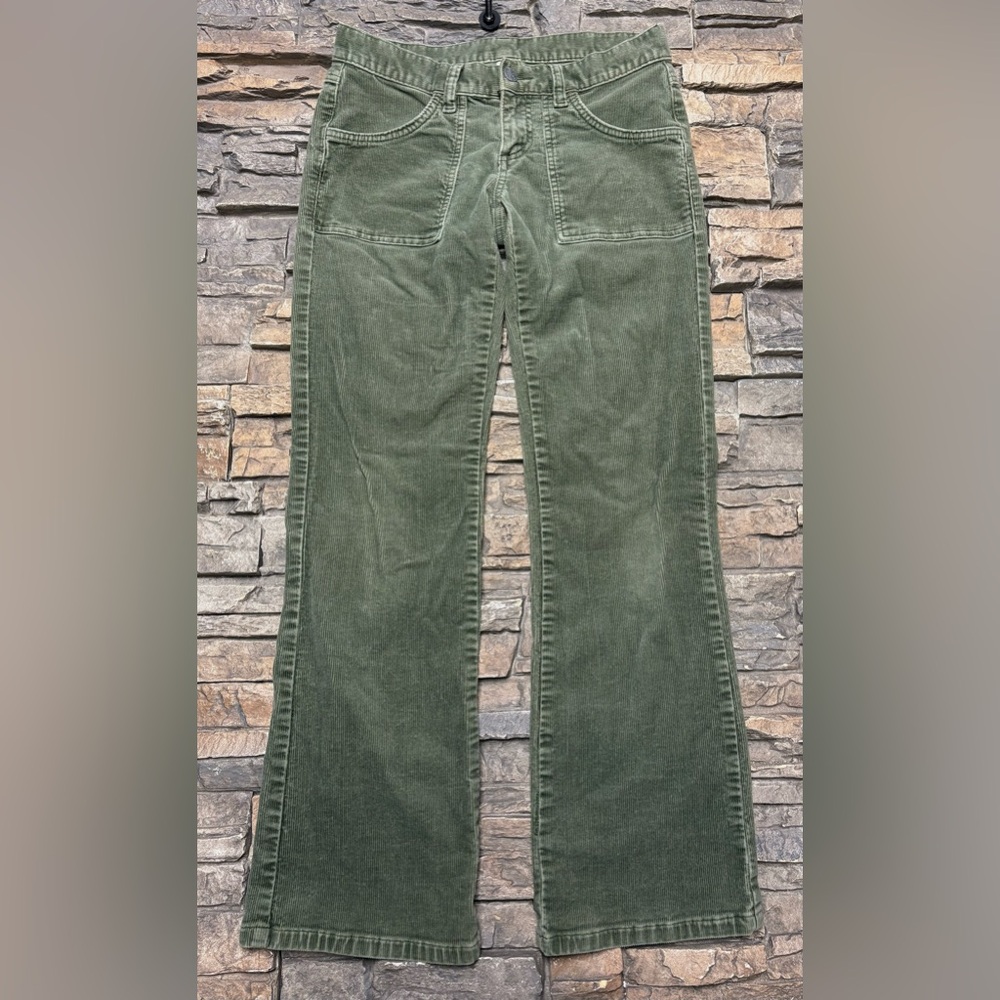 prAna Women’s Corduroy Pants Jeans Sz 4 Olive Green Casual Boho Stretch